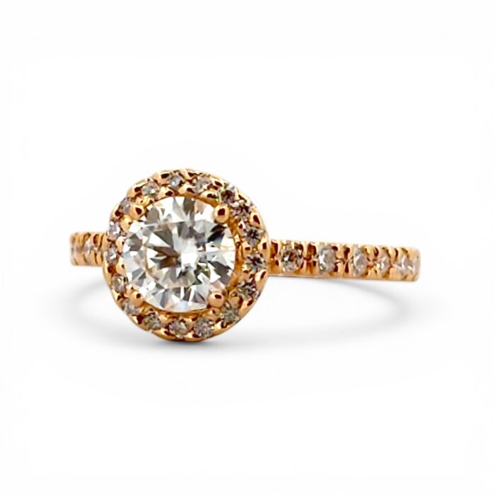 Klassisk Carmose ring i 18K guld med moissanit - Design Erik Oxelgren