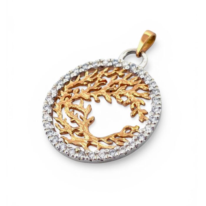 Handgjort hänge Olivkvist i guld och silver med moissaniter designat av Erik Oxelgren